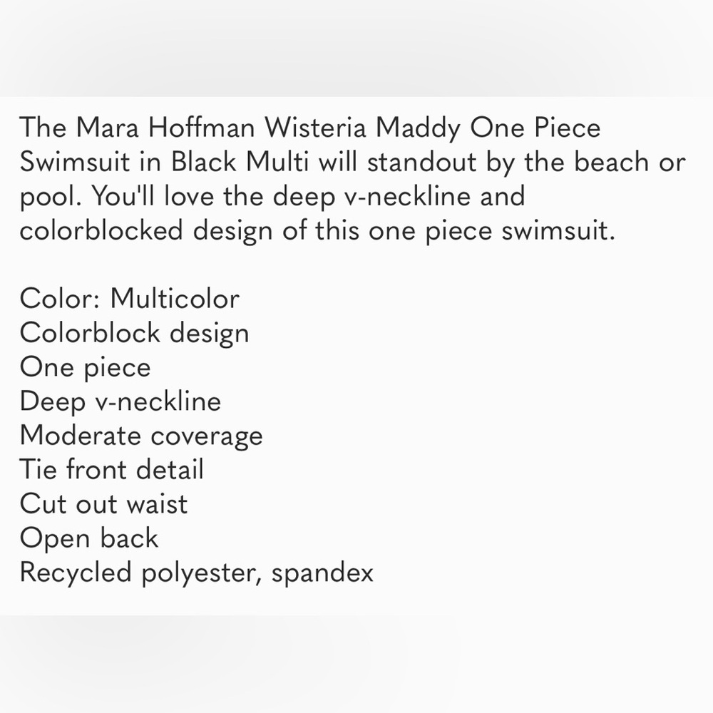 Mara Hoffman Maddy One Piece Swim Size XS NEW - Picture 13 of 13